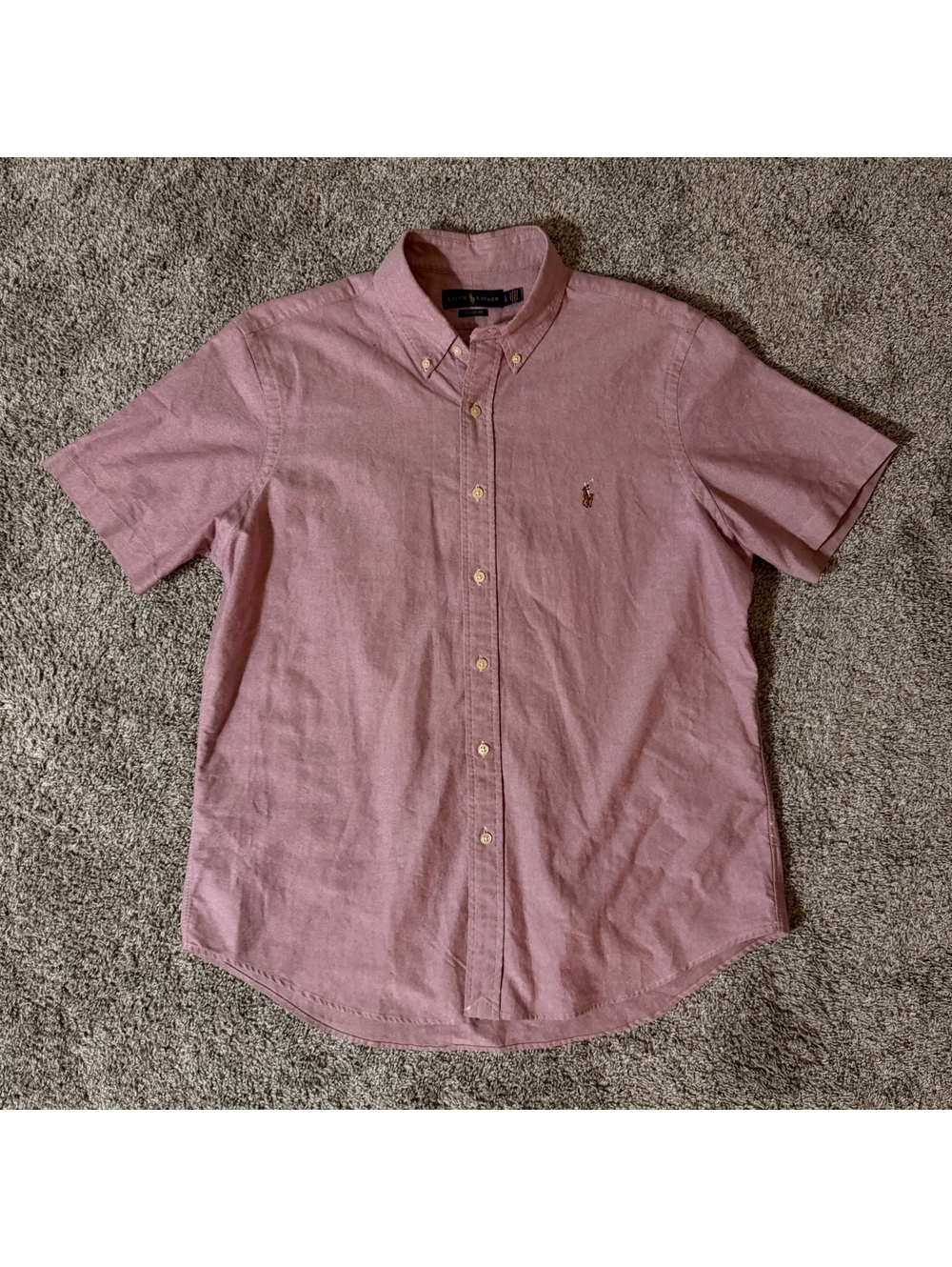 Ralph Lauren Classic Fit Pink Short Sleeve Button-Down Shirt Size Large